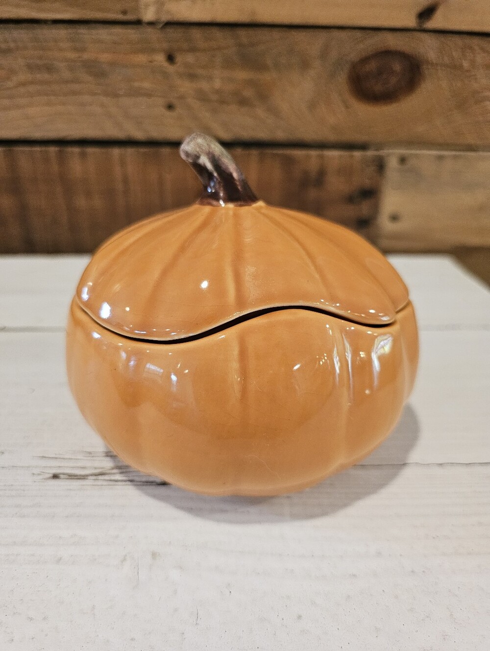 Vintage Harry & David Ceramic Pumpkin Covered Bowl - Orange - Picture 4 of 10